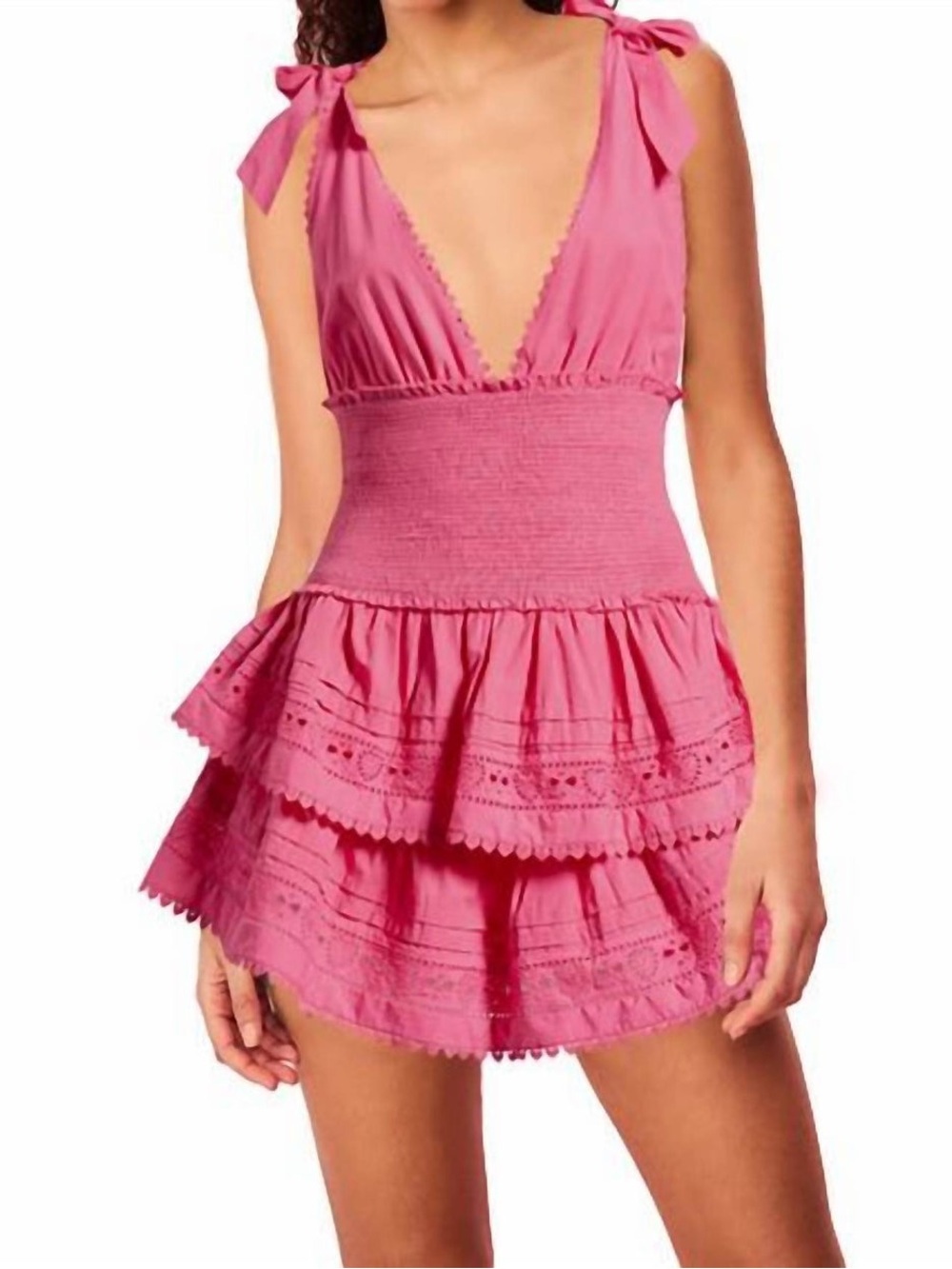 LoveShackFancy Soira Mini Dress In Carnation Hearts
